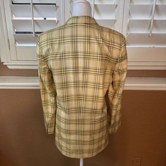 Vintage Escada Size 36 Longline Plaid Blazer Jacket Light Butter Cream Preppy - Picture 6 of 10